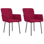 Vidaxl chaises � manger lot de 2 rouge bordeaux velours