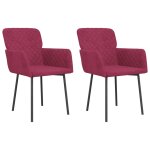 Vidaxl chaises à manger lot de 2 rouge bordeaux velours Vidaxl chaises à manger lot de 2 rouge bordeaux velours