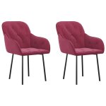 Vidaxl chaises à manger lot de 2 rouge bordeaux velours Vidaxl chaises à manger lot de 2 rouge bordeaux velours