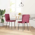 Vidaxl chaises  manger lot de 2 rouge bordeaux velours