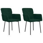Vidaxl chaises � manger lot de 2 vert fonc� velours