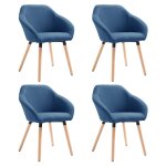 Vidaxl chaises � manger lot de 4 bleu tissu