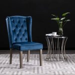 Vidaxl chaises  manger lot de 4 bleu velours