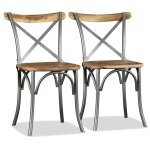 Vidaxl chaises � manger lot de 4 bois de manguier massif et acier