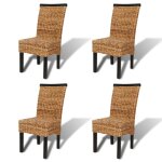 Vidaxl chaises  manger lot de 4 bois solide de manguier et abaca