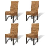 Vidaxl chaises  manger lot de 4 bois solide de manguier et abaca