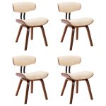 Vidaxl chaises � manger lot de 4 cr�me bois courb� et similicuir