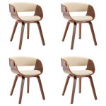 Vidaxl chaises  manger lot de 4 crme bois courb et similicuir