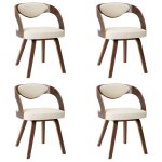 Vidaxl chaises � manger lot de 4 cr�me bois courb� et similicuir