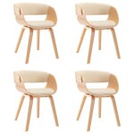 Vidaxl chaises � manger lot de 4 cr�me bois courb� et similicuir