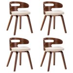 Vidaxl chaises  manger lot de 4 crme bois courb et similicuir