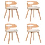 Vidaxl chaises  manger lot de 4 crme bois courb et similicuir
