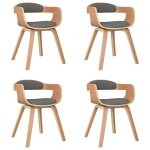 Vidaxl chaises � manger lot de 4 gris clair bois courb� et tissu