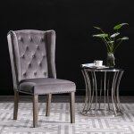 Vidaxl chaises  manger lot de 4 gris velours