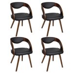 Vidaxl chaises à manger lot de 4 marron bois courbé et similicuir Vidaxl chaises à manger lot de 4 marron bois courbé et similicuir