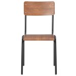 Vidaxl chaises  manger lot de 4 marron contreplaqu solide et acier