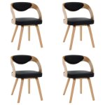 Vidaxl chaises  manger lot de 4 noir bois courb et similicuir