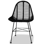 Vidaxl chaises  manger lot de 4 noir rotin naturel