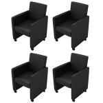 Vidaxl chaises � manger lot de 4 noir similicuir