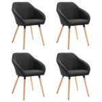 Vidaxl chaises � manger lot de 4 noir tissu