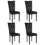 Vidaxl chaises � manger lot de 4 noir velours