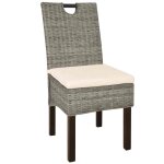 Vidaxl chaises à manger lot de 4 rotin kubu bois de manguier Vidaxl chaises à manger lot de 4 rotin kubu bois de manguier
