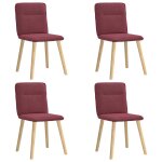 Vidaxl chaises  manger lot de 4 rouge bordeaux tissu