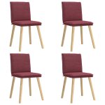 Vidaxl chaises � manger lot de 4 rouge bordeaux tissu