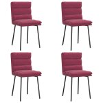 Vidaxl chaises  manger lot de 4 rouge bordeaux velours