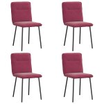 Vidaxl chaises � manger lot de 4 rouge bordeaux velours