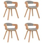 Vidaxl chaises � manger lot de 4 taupe bois courb� et tissu