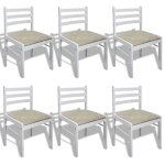 Vidaxl chaises à manger lot de 6 blanc bois solide et velours Vidaxl chaises à manger lot de 6 blanc bois solide et velours