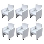 Vidaxl chaises à manger lot de 6 blanc similicuir Vidaxl chaises à manger lot de 6 blanc similicuir