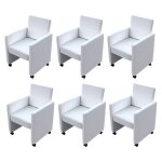 Vidaxl chaises � manger lot de 6 blanc similicuir