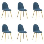 Vidaxl chaises � manger lot de 6 bleu velours
