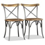 Vidaxl chaises � manger lot de 6 bois de manguier massif et acier