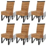 Vidaxl chaises  manger lot de 6 bois solide de manguier et abaca