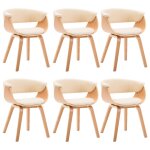 Vidaxl chaises � manger lot de 6 cr�me bois courb� et similicuir