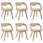 Vidaxl chaises � manger lot de 6 cr�me bois courb� et similicuir