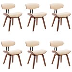 Vidaxl chaises  manger lot de 6 crme bois courb et similicuir