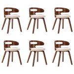 Vidaxl chaises  manger lot de 6 crme bois courb et similicuir