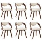 Vidaxl chaises � manger lot de 6 cr�me bois courb� et similicuir