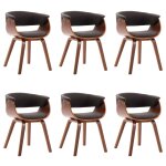 Vidaxl chaises � manger lot de 6 gris bois courb� et tissu
