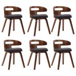 Vidaxl chaises � manger lot de 6 gris fonc� bois courb� et tissu