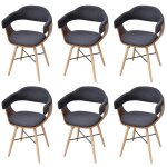 Vidaxl chaises  manger lot de 6 gris fonc bois courb et tissu