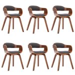 Vidaxl chaises  manger lot de 6 gris fonc tissu et bois courb