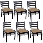 Vidaxl chaises à manger lot de 6 marron bois solide et velours Vidaxl chaises à manger lot de 6 marron bois solide et velours
