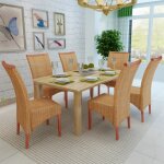 Vidaxl chaises  manger lot de 6 marron rotin naturel