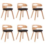 Vidaxl chaises  manger lot de 6 noir bois courb et similicuir