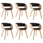 Vidaxl chaises  manger lot de 6 noir bois courb et similicuir
